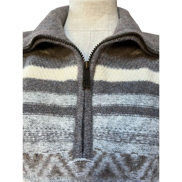 Frye NWT Ultra-Soft Striped Half-Zip Sweater XL Gray Beige Blend Womens Knitwear - Picture 5 of 10